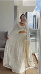 White Lehenga Choli For Women Ready to Wear Lehenga Choli