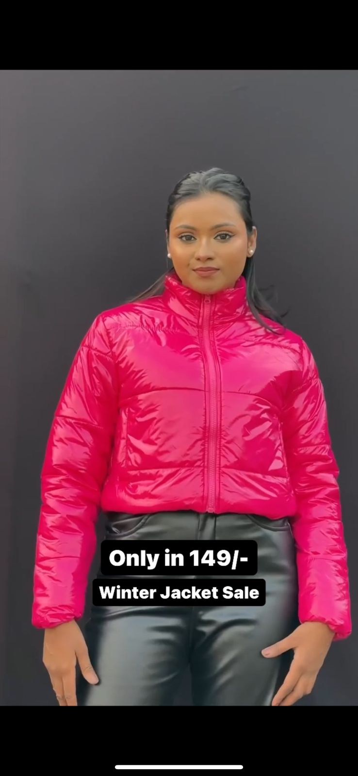 Winter Special Dark Pink Puff Jacket For Girls