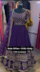 Purple Color Heavy Embroidered Wedding Wear Lehenga Choli