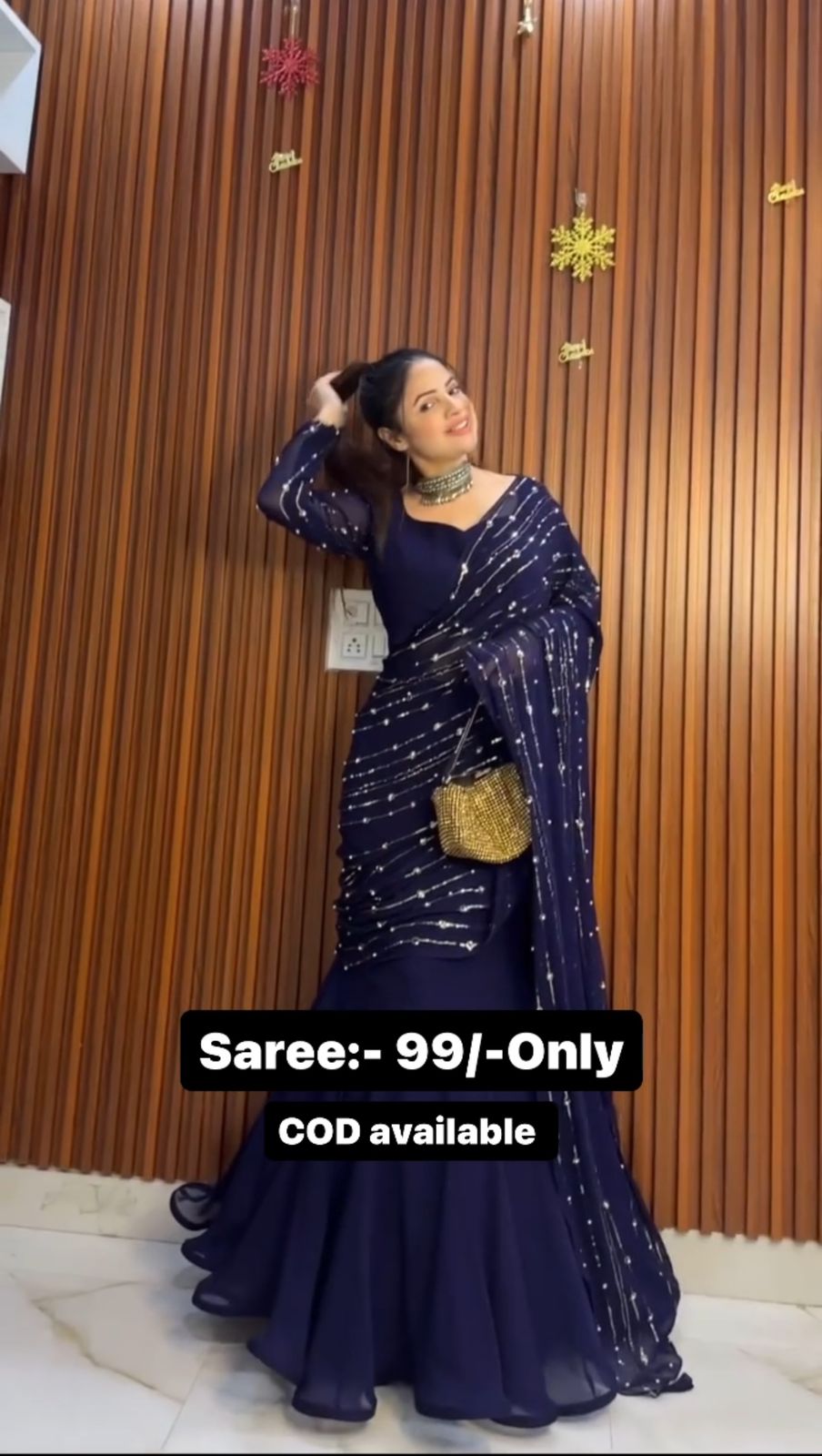 Ready To Wear Sequins Work Party Wear Saree
