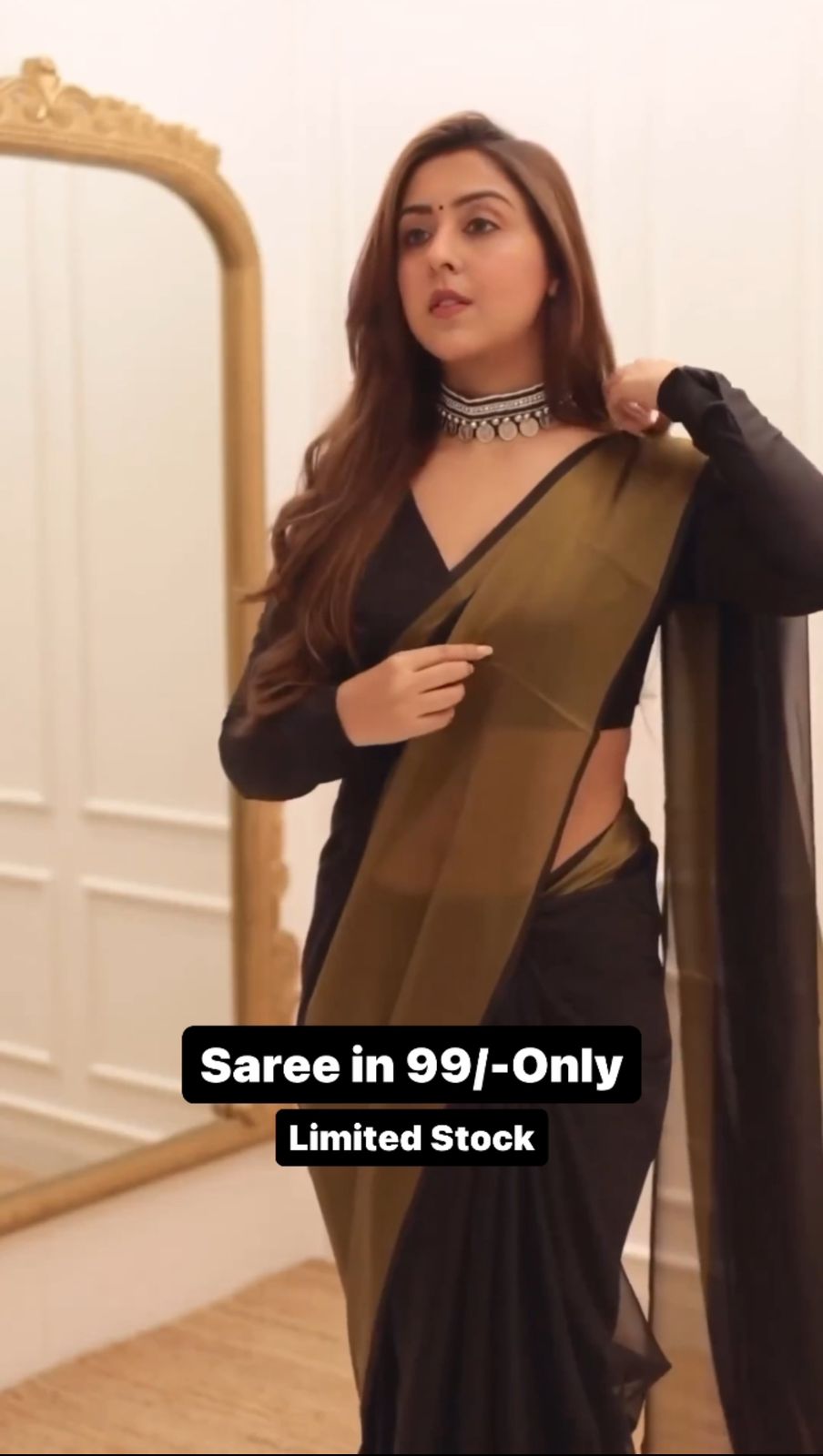 Black Party Wear With Broad Border Saree