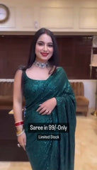 Green Fully Sequins Party Wear Saree