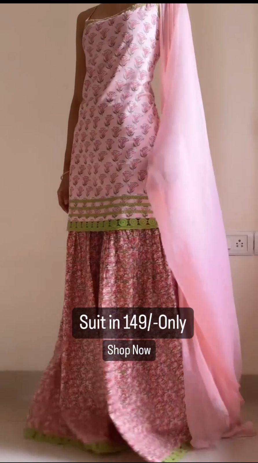 Pink Color Festive Wear Sharara Suit