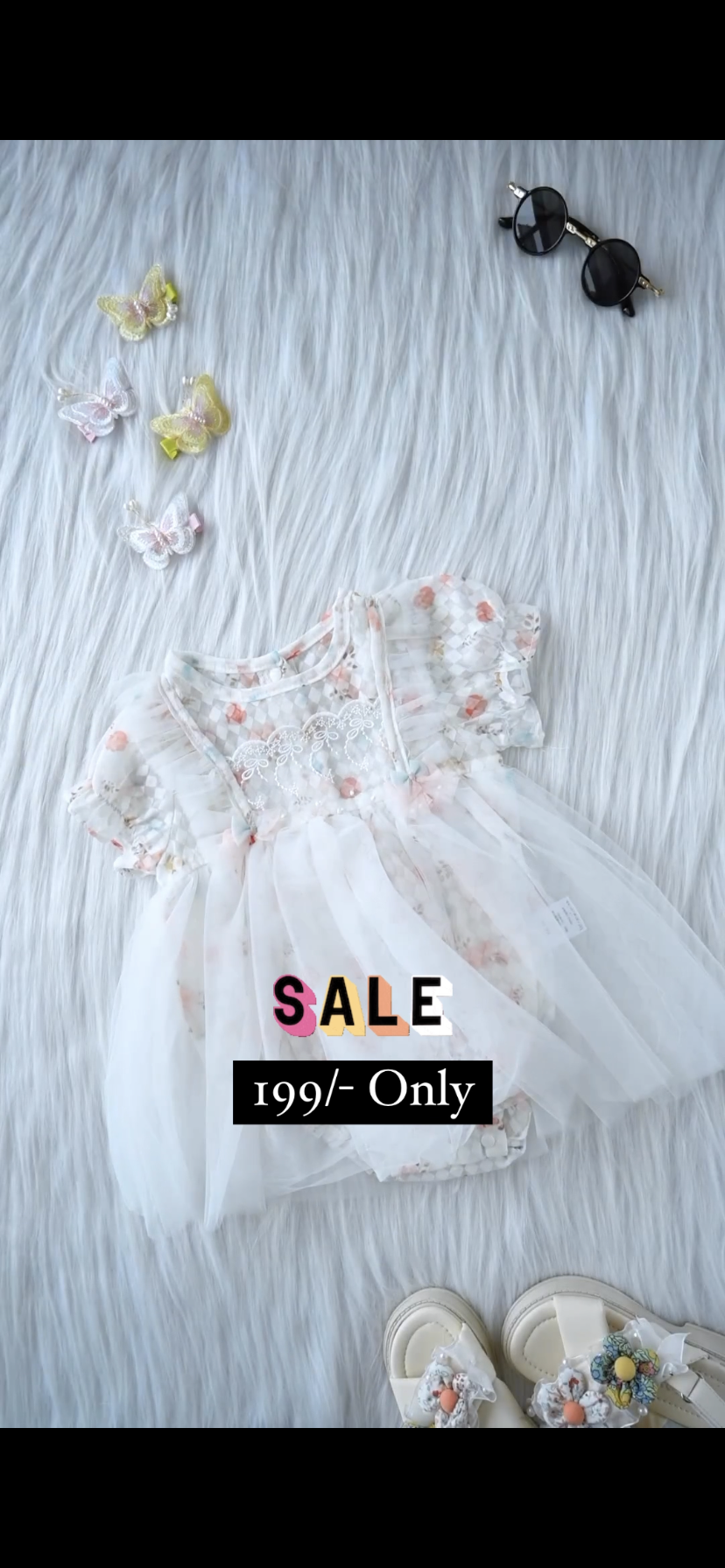 Off White Embroidered Skirt For Kids On Sale
