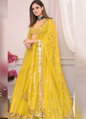 Beautiful Embroidery Work Yellow color Lehengha Choli For Woman